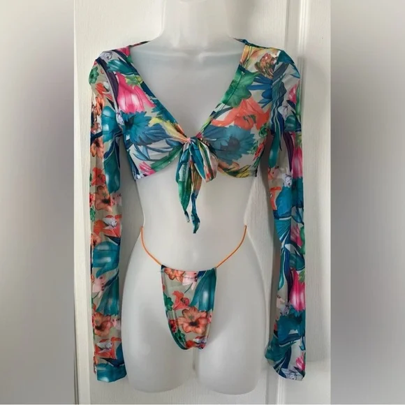 Floral Mesh Two-Piece Set - Picture 2 of 2